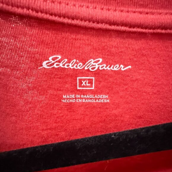 Eddie Bauer Coral Red Long Sleeve V-Neck Top XL Soft Lightweight Knit - Picture 4 of 4